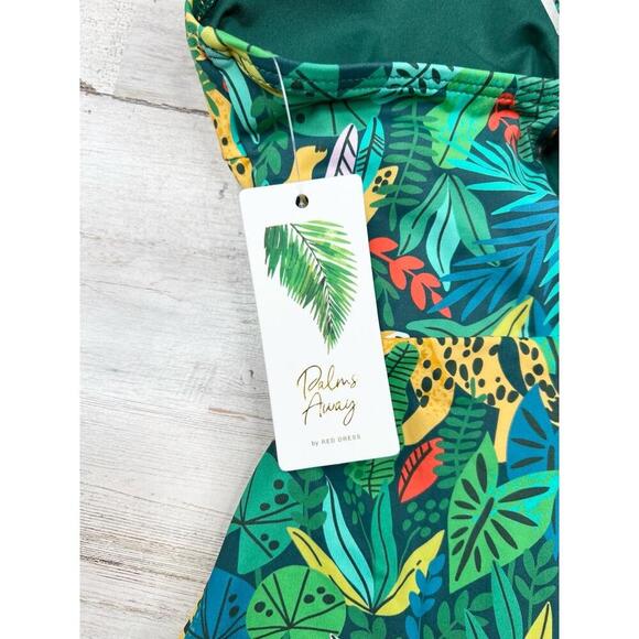 Palms Away Womens XS Tropical Animal Print Crisscross One Piece Swimsuit - Picture 8 of 12